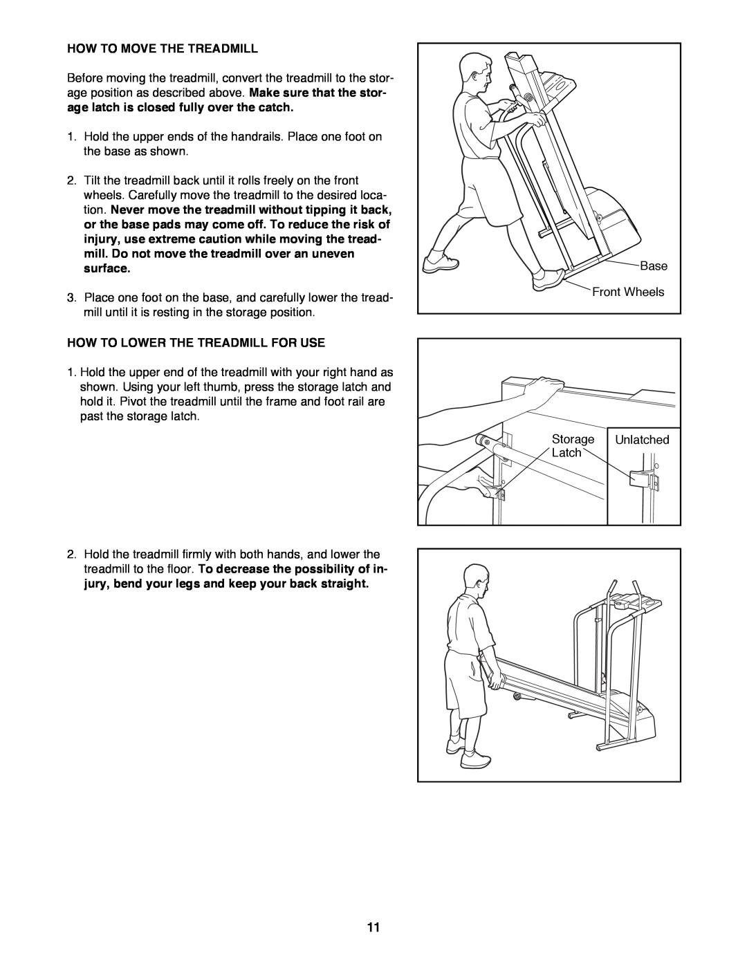 ProForm 831.298061 user manual How To Move The Treadmill, How To Lower The Treadmill For Use 