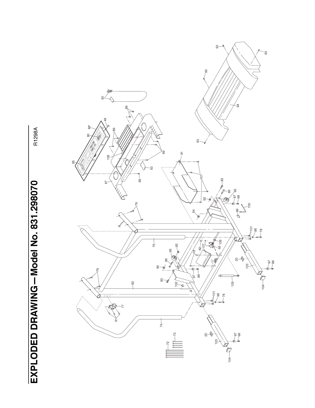 ProForm 831.298070 user manual 102 107 103 101 104 105 108 100 