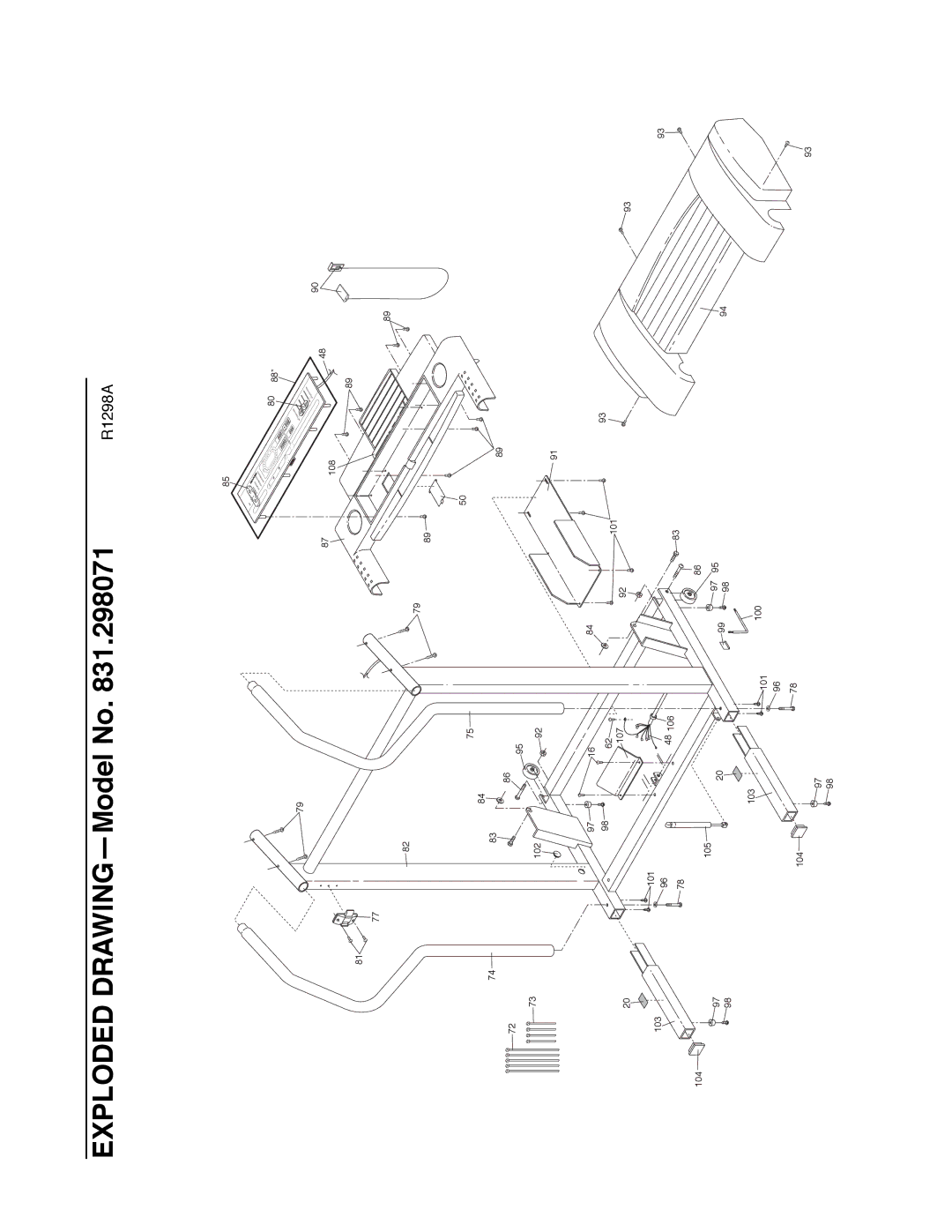 ProForm 831.298071 user manual 102 107 103 101 104 105 108 100 