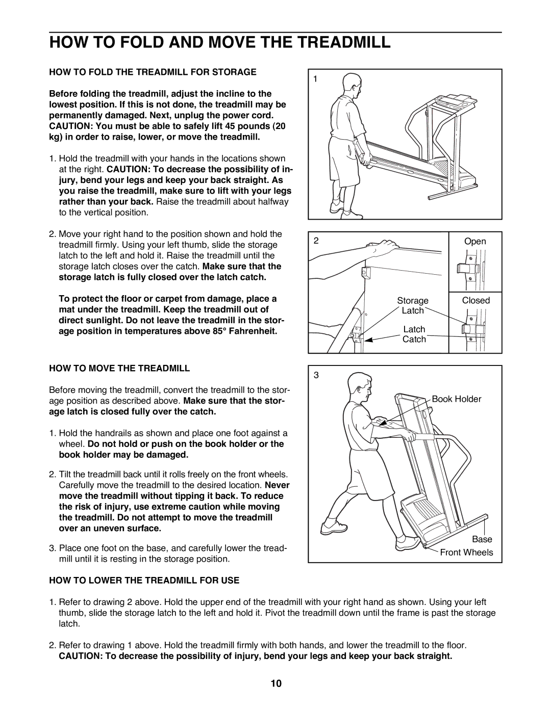 ProForm 831.298072 HOW to Fold and Move the Treadmill, HOW to Fold the Treadmill for Storage, HOW to Move the Treadmill 