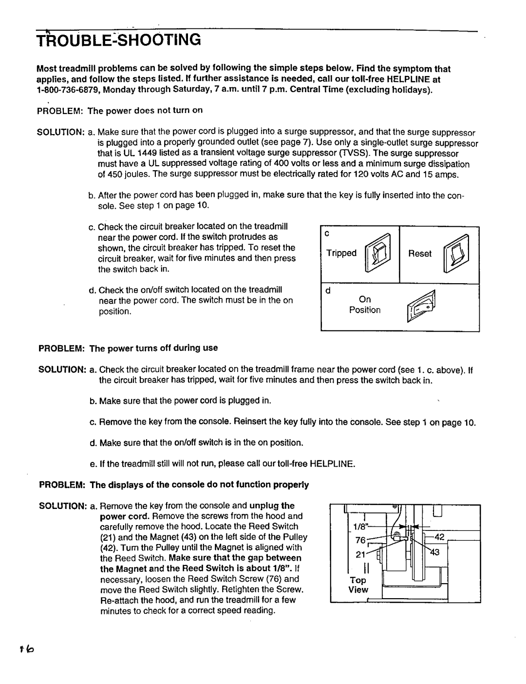 ProForm 831.29924 user manual Trouble-Shooting, Problem Solution 