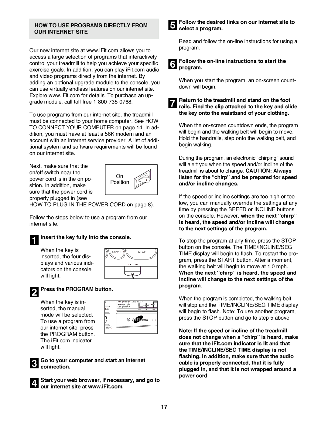 ProForm 831.299260 user manual HOW to USE Programs Directly from OUR Internet Site, Select a program 