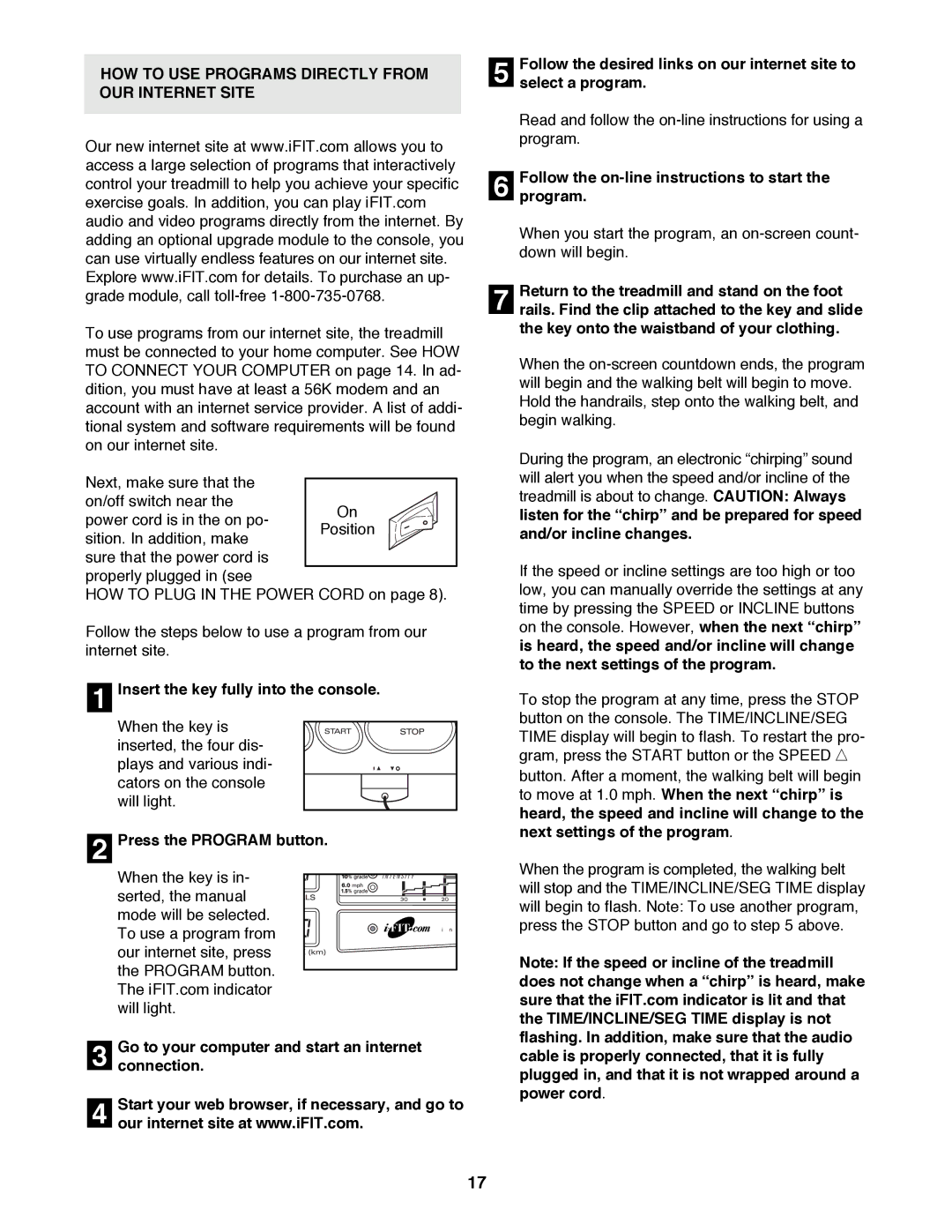 ProForm 831.299263 user manual HOW to USE Programs Directly from OUR Internet Site, Select a program 