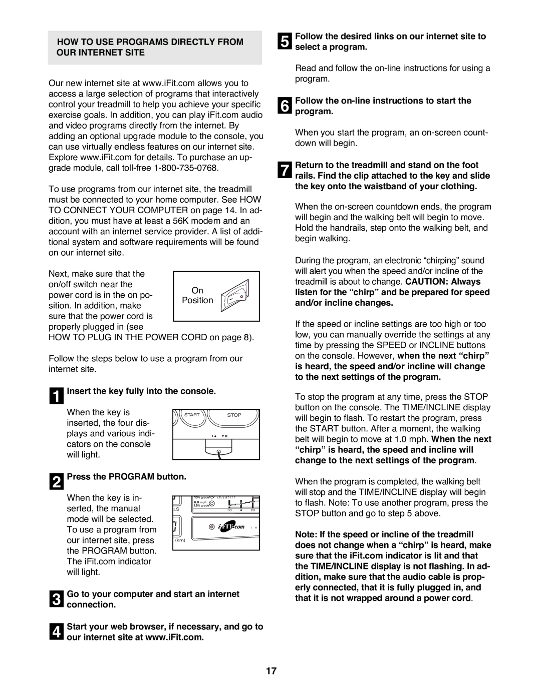 ProForm 831.299271 user manual HOW to USE Programs Directly from OUR Internet Site, Select a program 