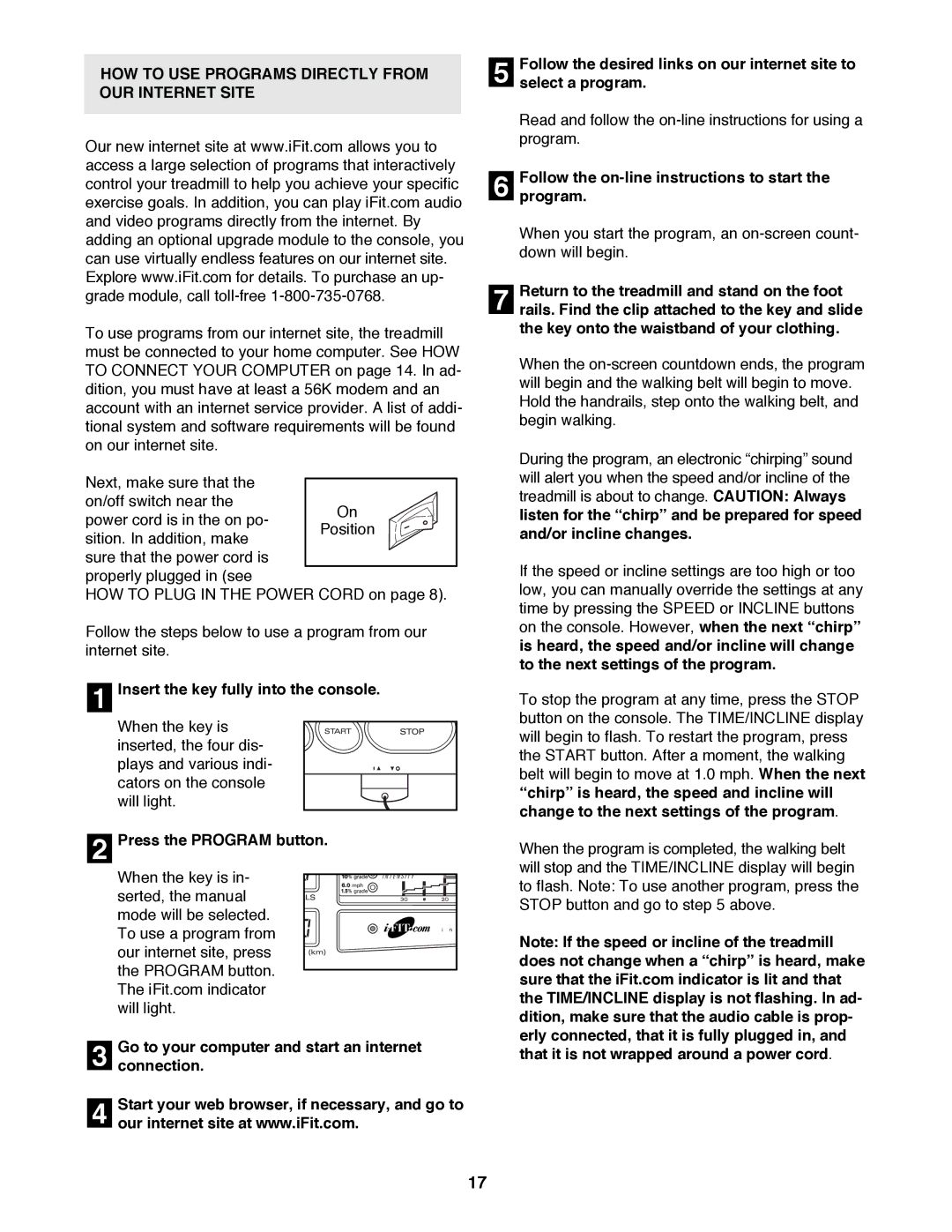 ProForm 831.299281 user manual HOW to USE Programs Directly from OUR Internet Site, Select a program 