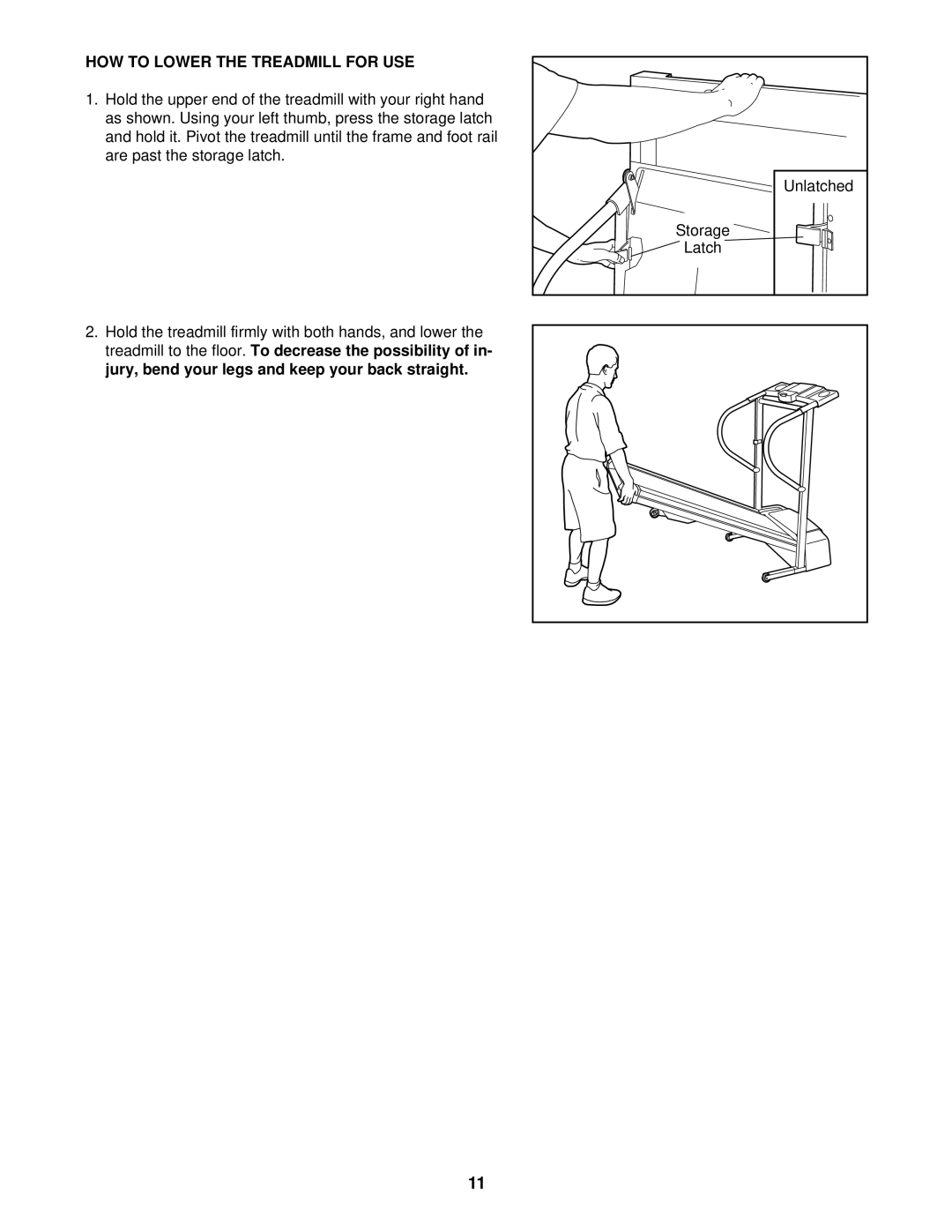 ProForm 831.299402 user manual HOW to Lower the Treadmill for USE 