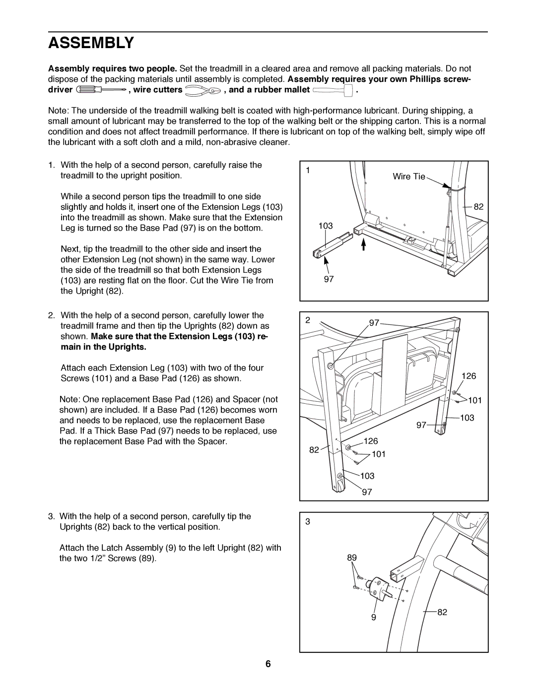 ProForm 831.299460 user manual Assembly, Driver , wire cutters , and a rubber mallet 