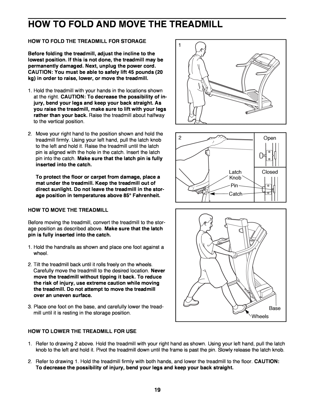 ProForm 831.299460 How To Fold And Move The Treadmill, How To Fold The Treadmill For Storage, How To Move The Treadmill 