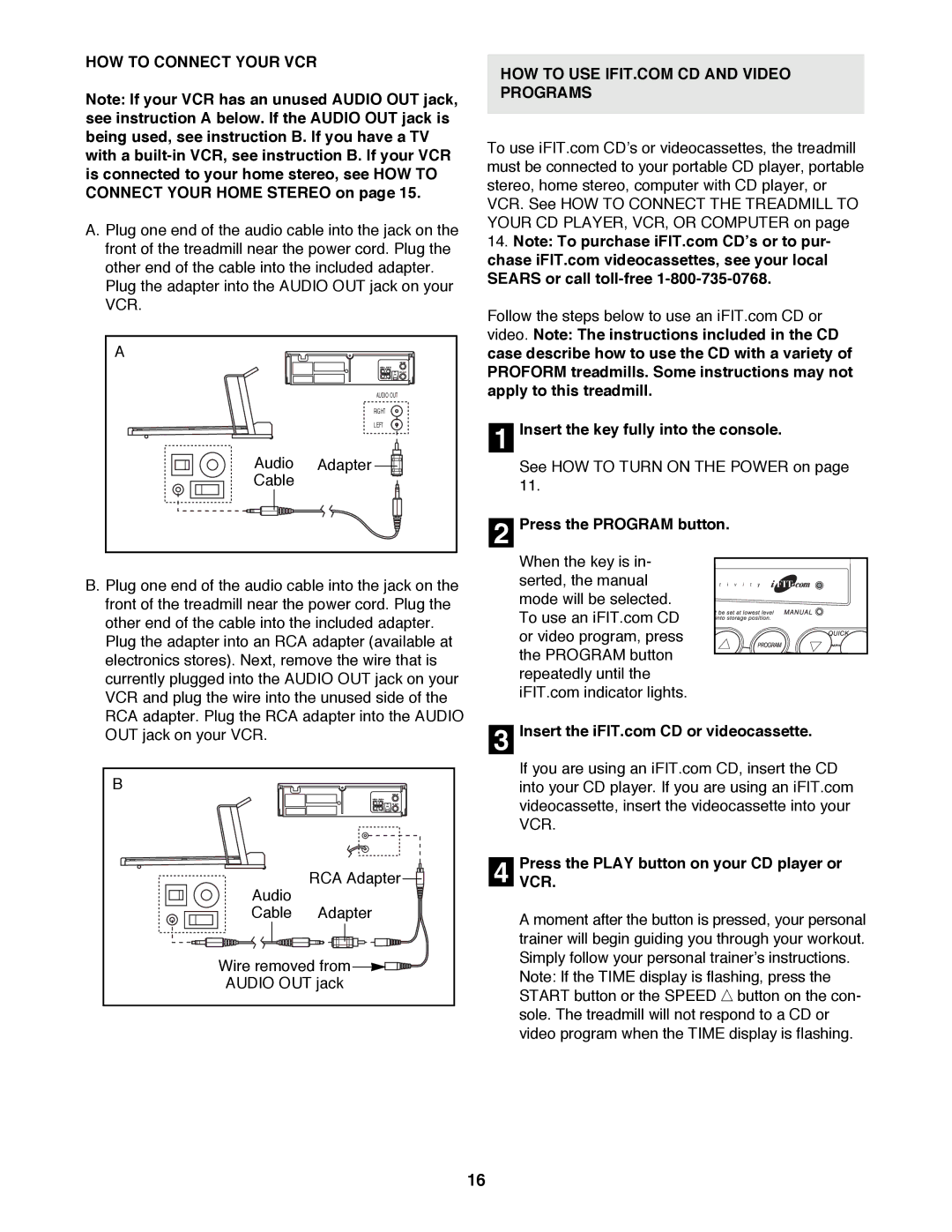 ProForm 831.299470 user manual HOW to Connect Your VCR, Audio Adapter Cable 