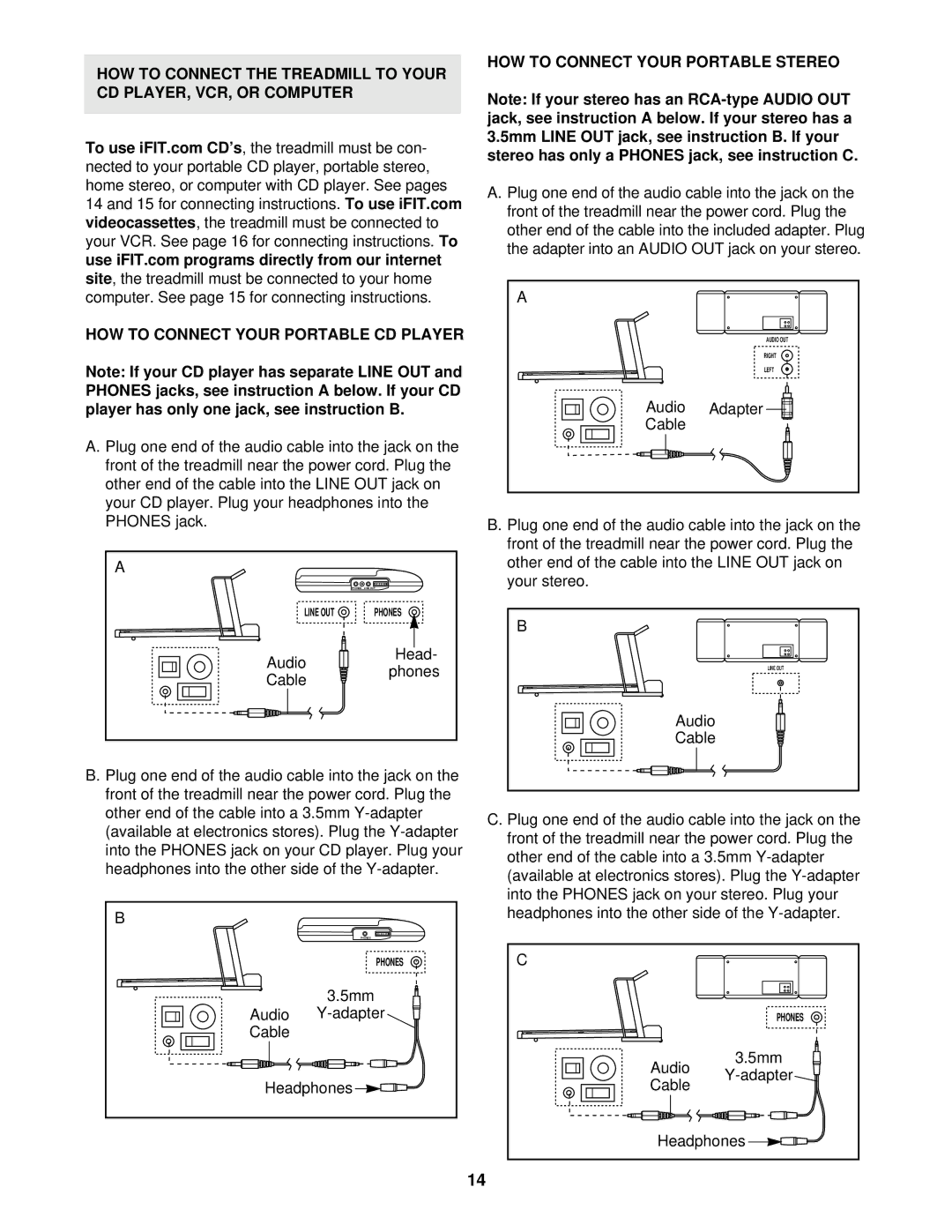 ProForm 831.299473 user manual HOW to Connect Your Portable Stereo 