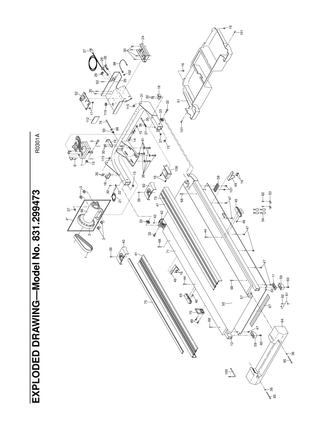 ProForm 831.299473 user manual Exploded DRAWING-Model No 