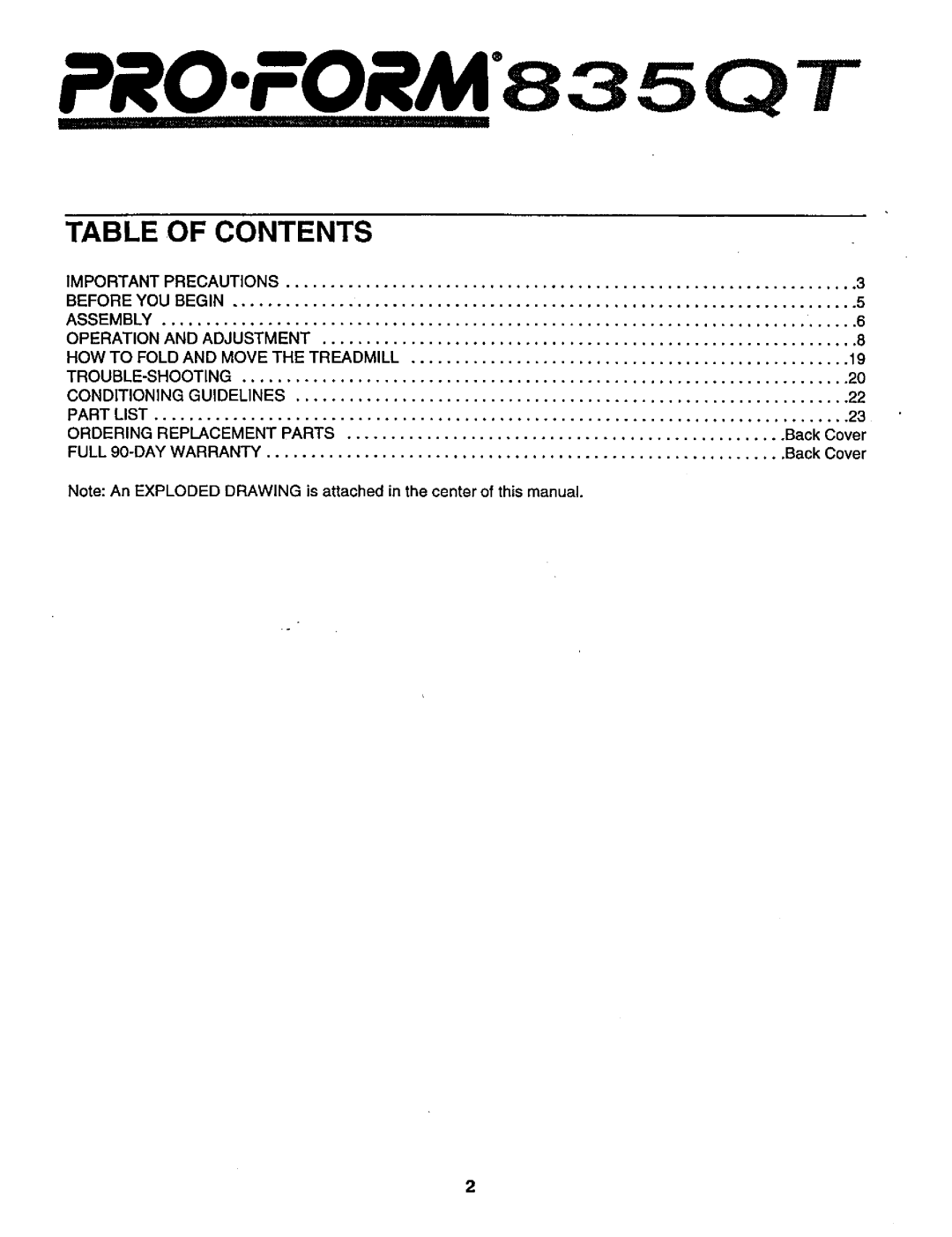 ProForm 831.29948 user manual PRO.FORM 8 3 5 Q T 