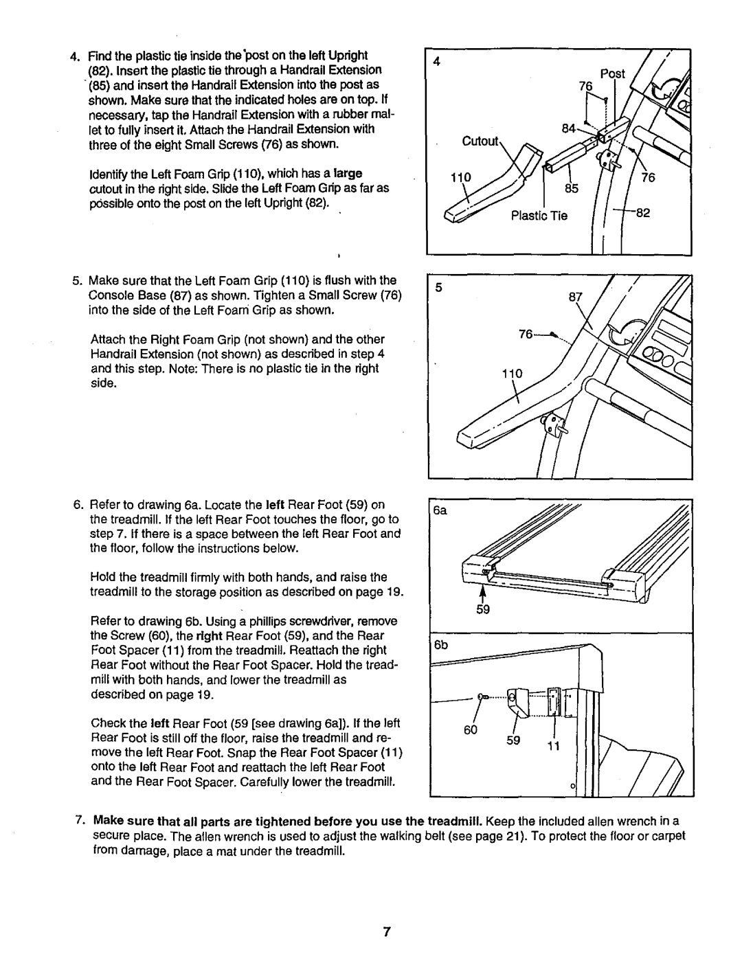 ProForm 831.29948 user manual Post, Plastic Tie 