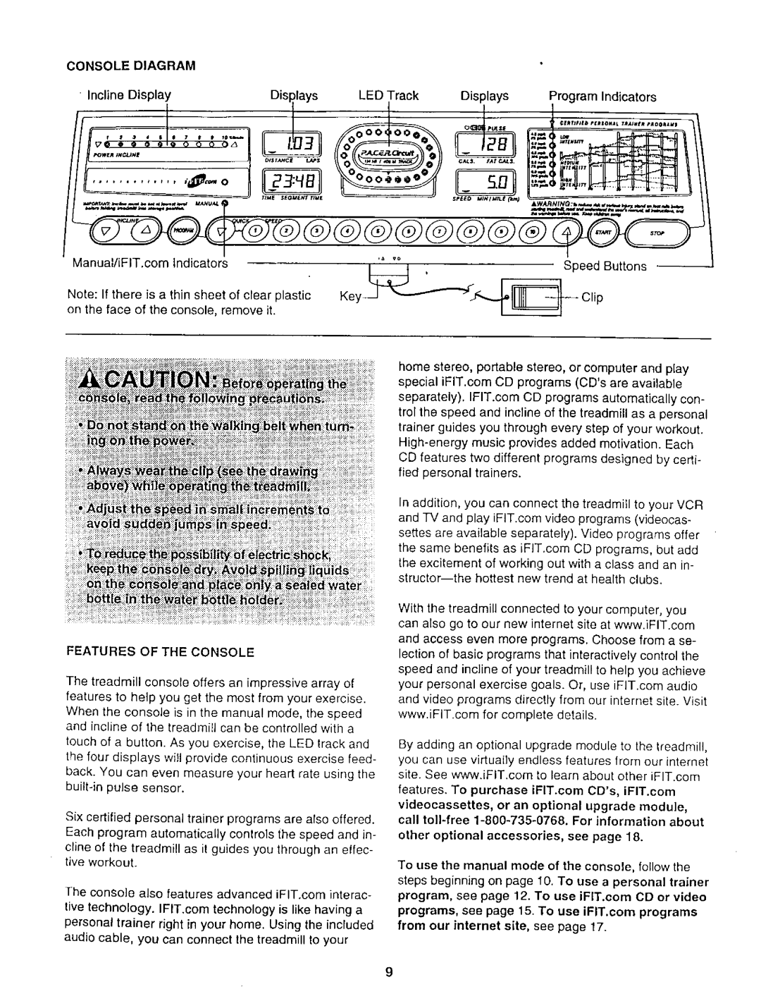 ProForm 831.29948 user manual Console Diagram, Features of the Console 