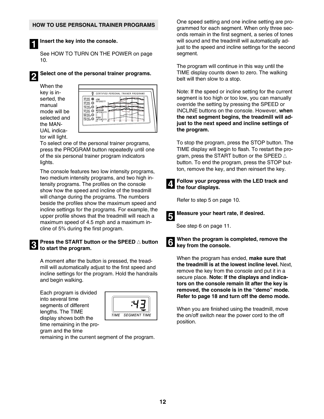 ProForm 831.299480 user manual HOW to USE Personal Trainer Programs 