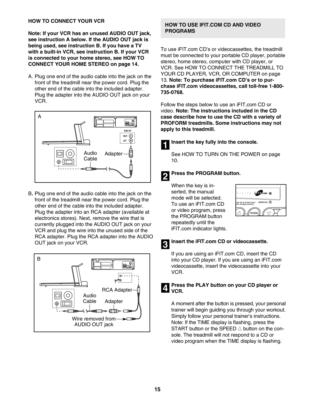 ProForm 831.299480 user manual HOW to Connect Your VCR, Audio Adapter Cable 