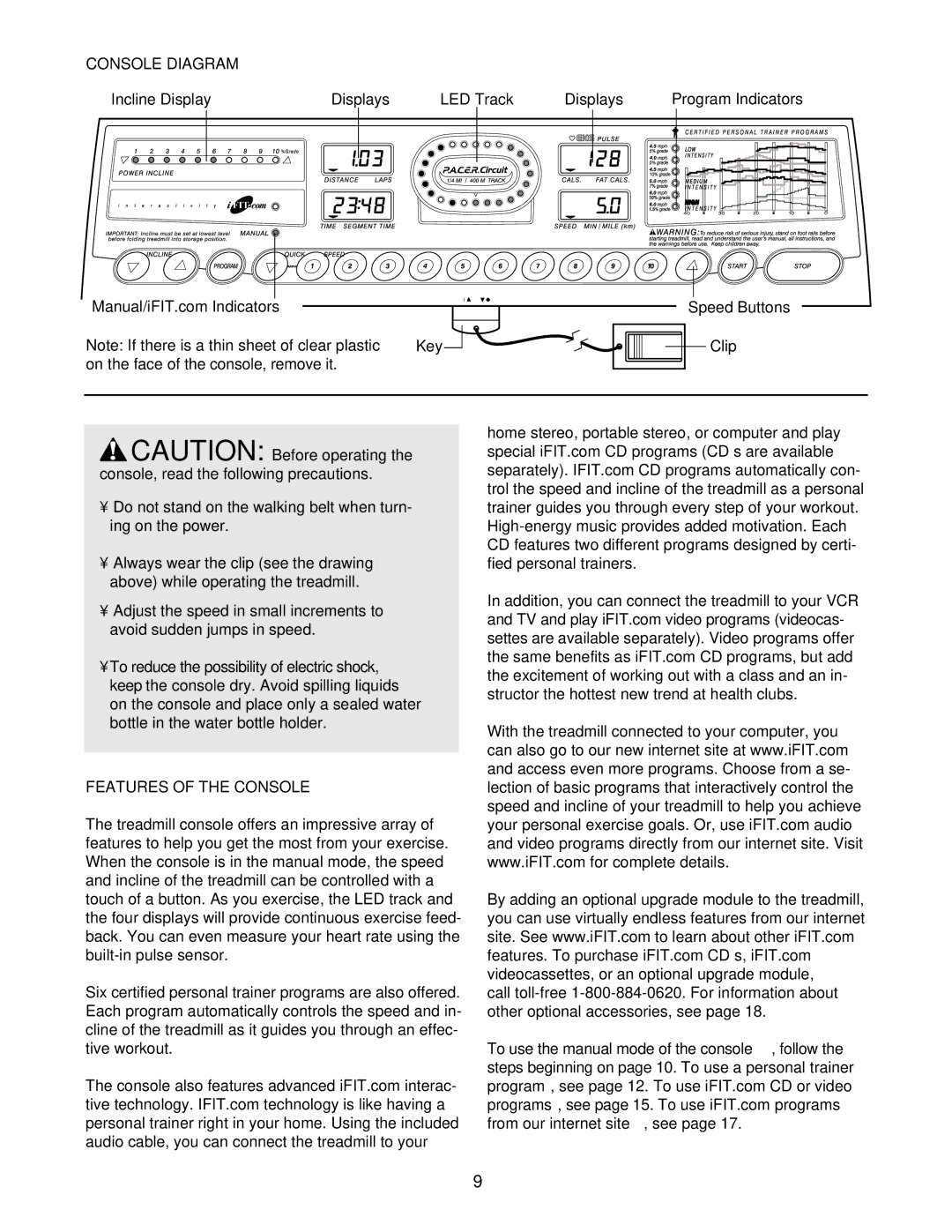 ProForm 831.299480 user manual Console Diagram, Features of the Console 