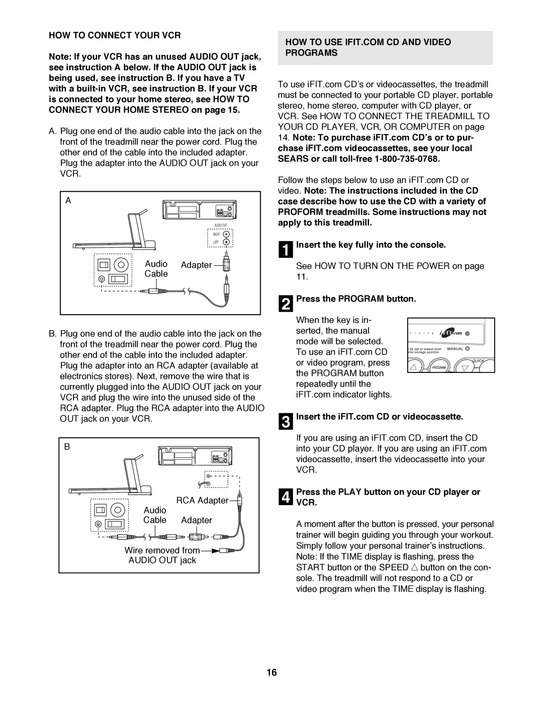 ProForm 831.299481 user manual HOW to Connect Your VCR, Audio Adapter Cable 