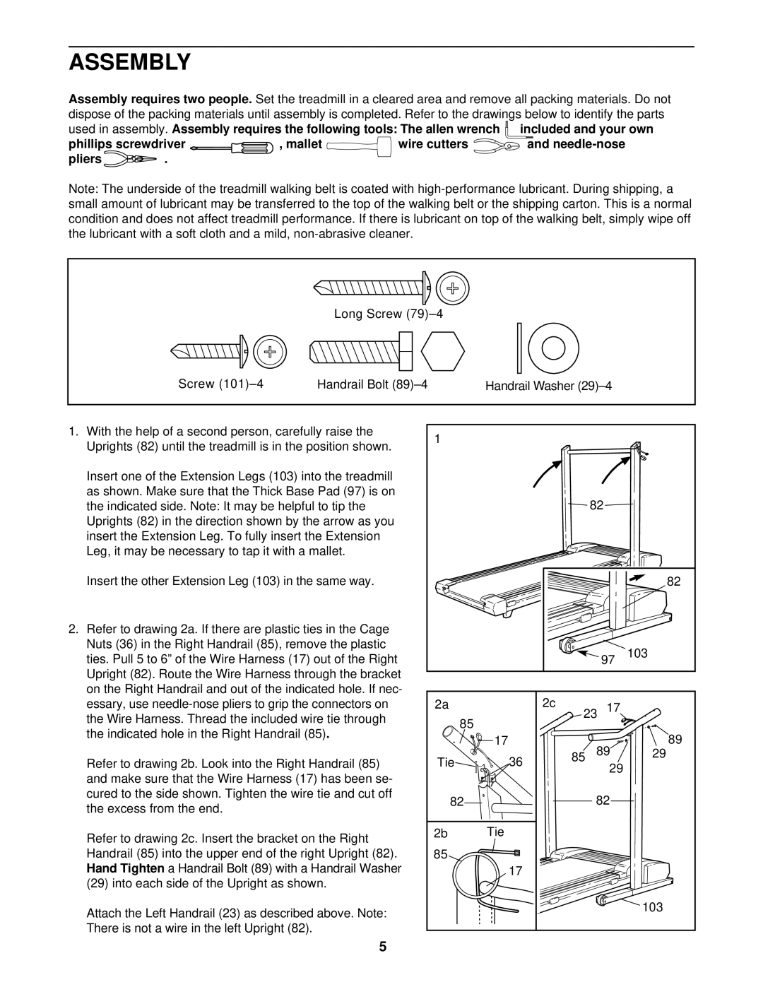 ProForm 831.299520 user manual Assembly, Phillips screwdriver Mallet Wire cutters Needle-nose Pliers 