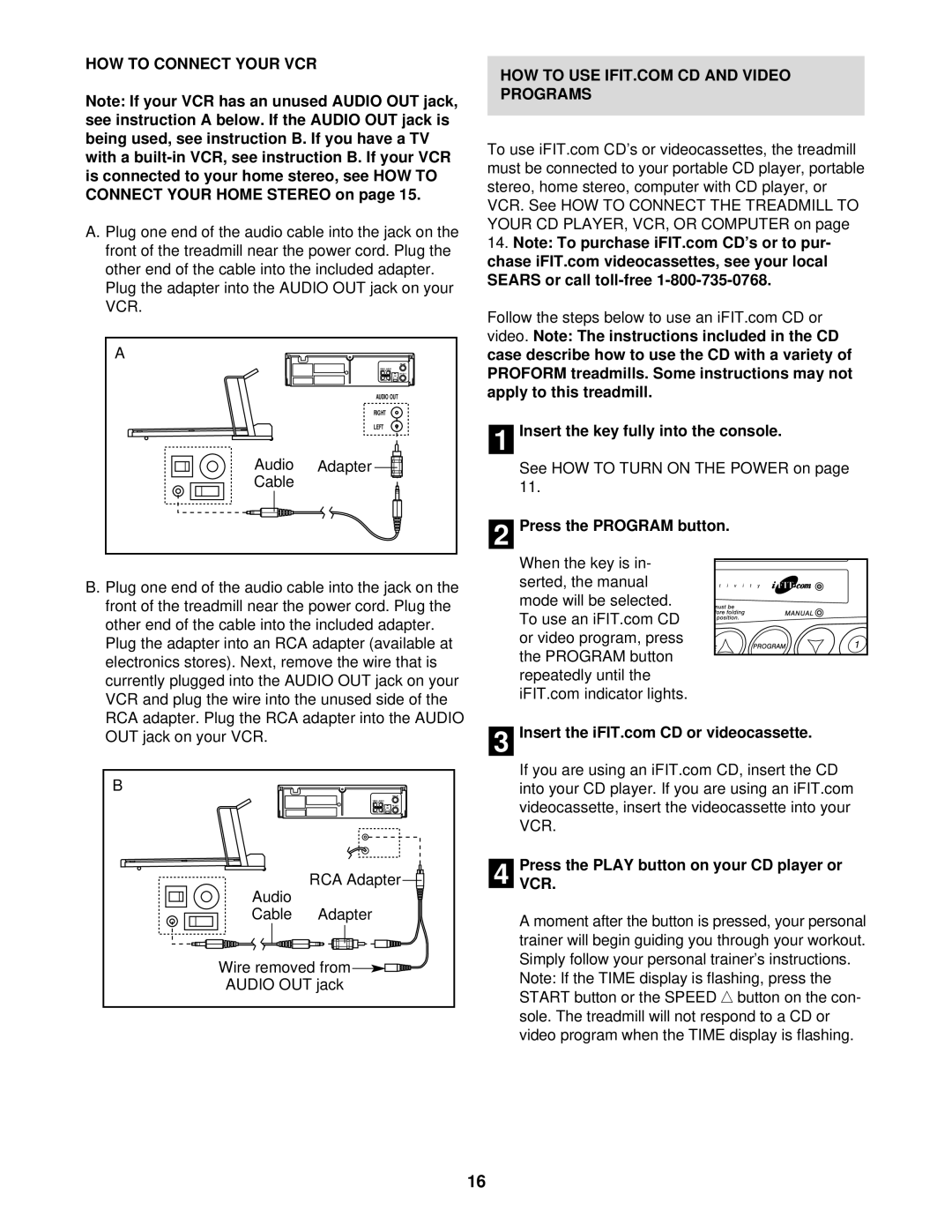 ProForm 831.299570 user manual HOW to Connect Your VCR, Audio Adapter Cable 