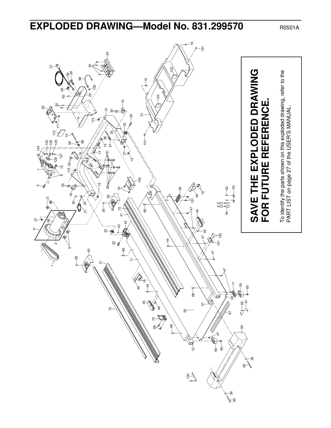 ProForm 831.299570 user manual Save the Exploded Drawing for Future Reference 