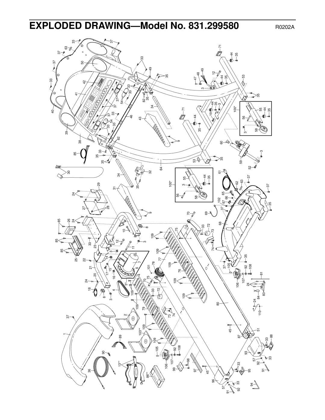 ProForm 831.299580 user manual Exploded DRAWING-Model No 