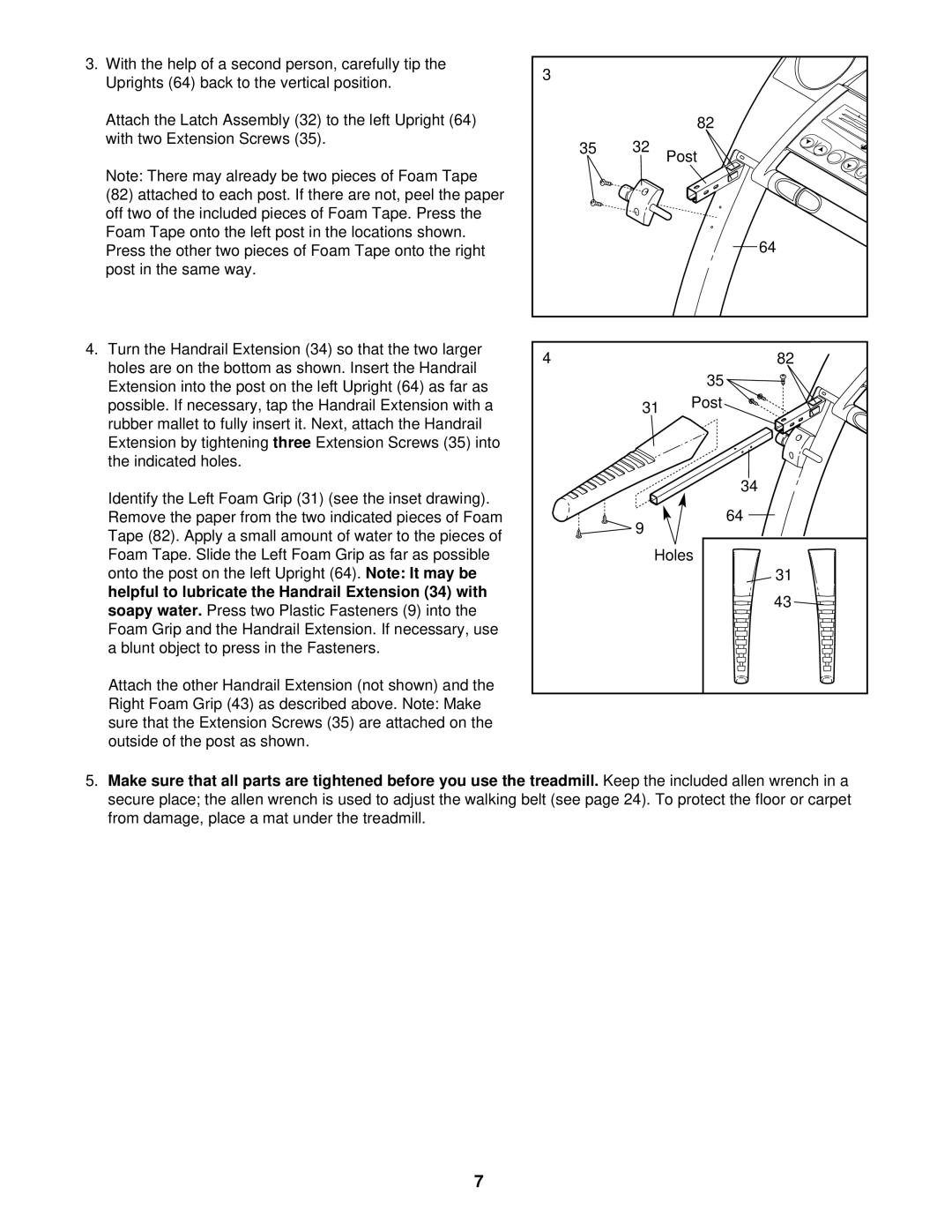 ProForm 831.299580 user manual Helpful to lubricate the Handrail Extension 34 with 