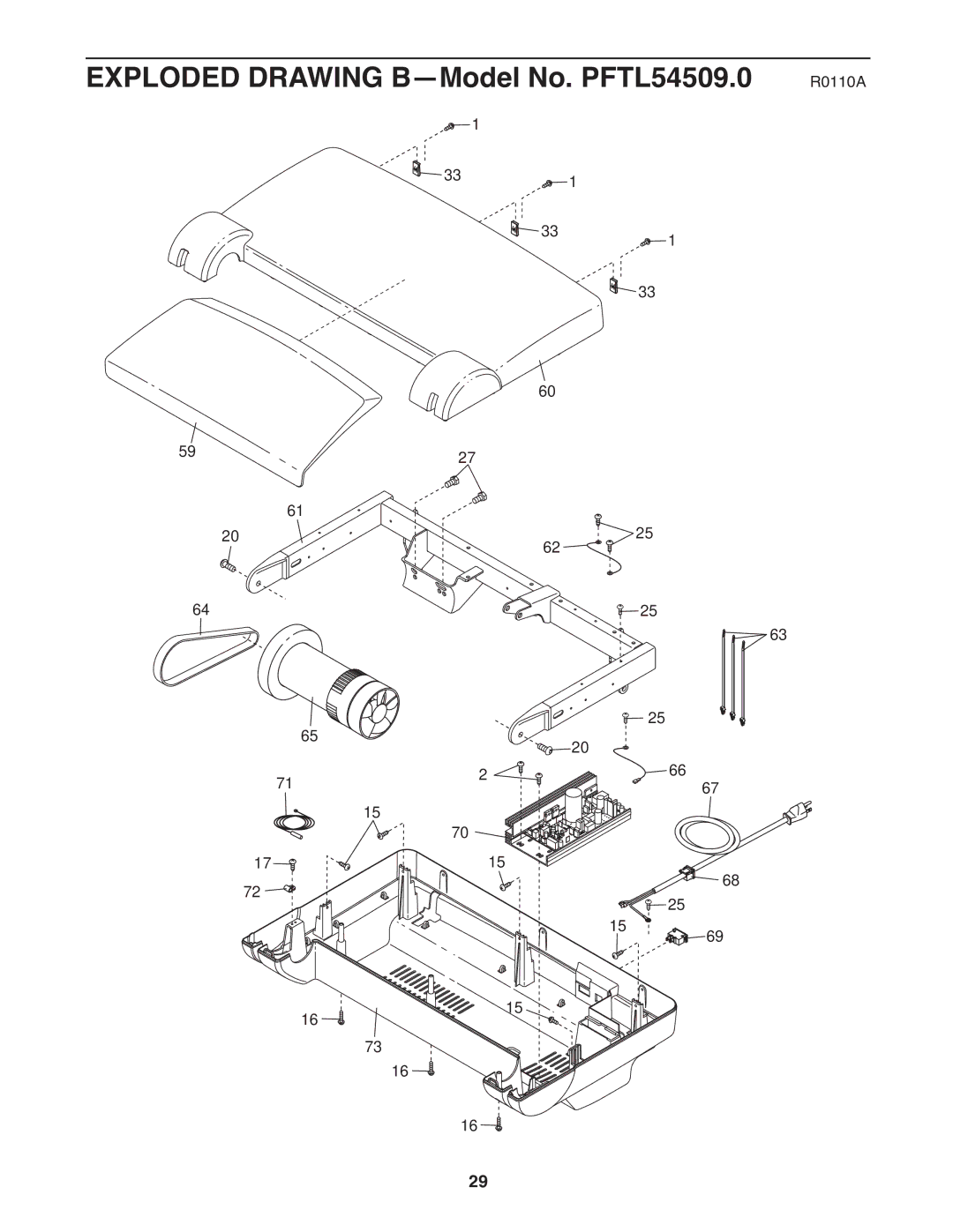 ProForm 8.5 ZT warranty Exploded Drawing B-Model No. PFTL54509.0 R0110A 