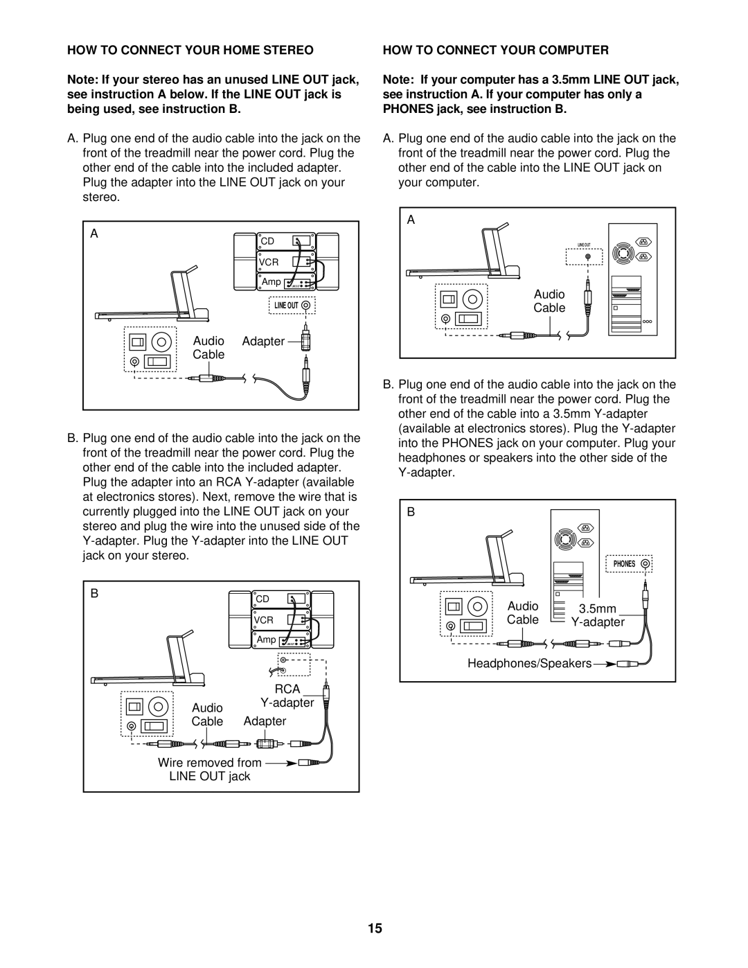 ProForm 860 LS user manual HOW to Connect Your Home Stereo, HOW to Connect Your Computer 