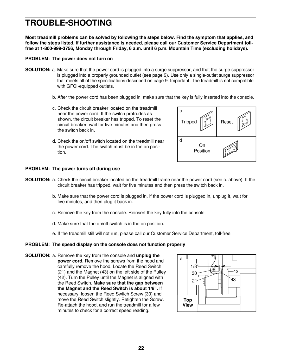 ProForm 860 LS user manual Trouble-Shooting, Problem The power turns off during use, Top 