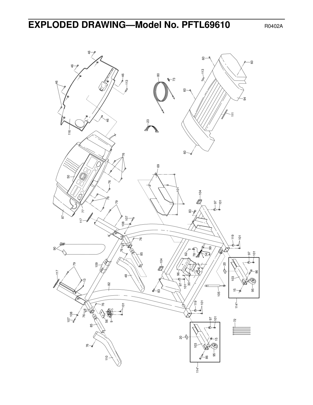 ProForm 860 LS user manual Exploded DRAWING-Model No. PFTL69610 