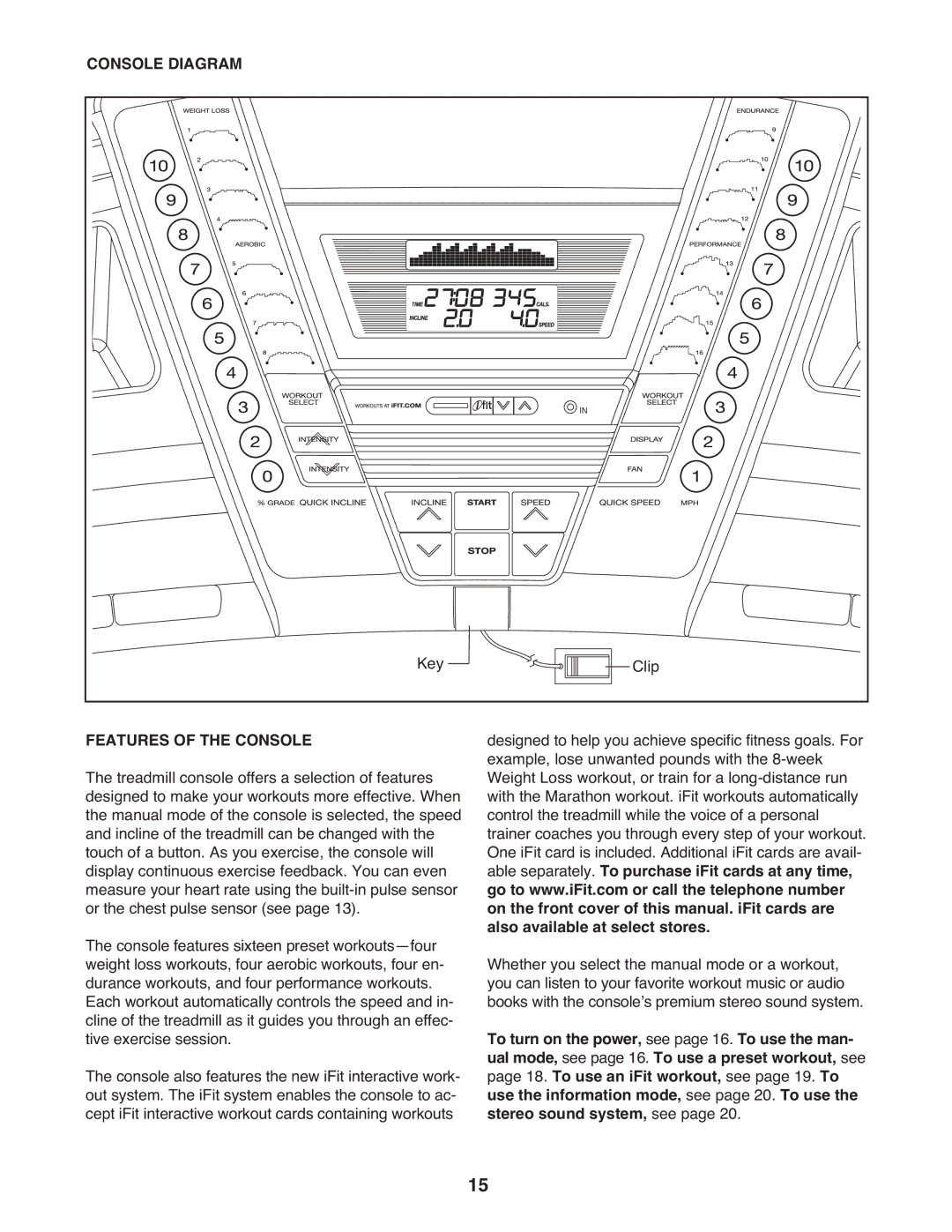 ProForm 985 user manual Console Diagram, Features of the Console 