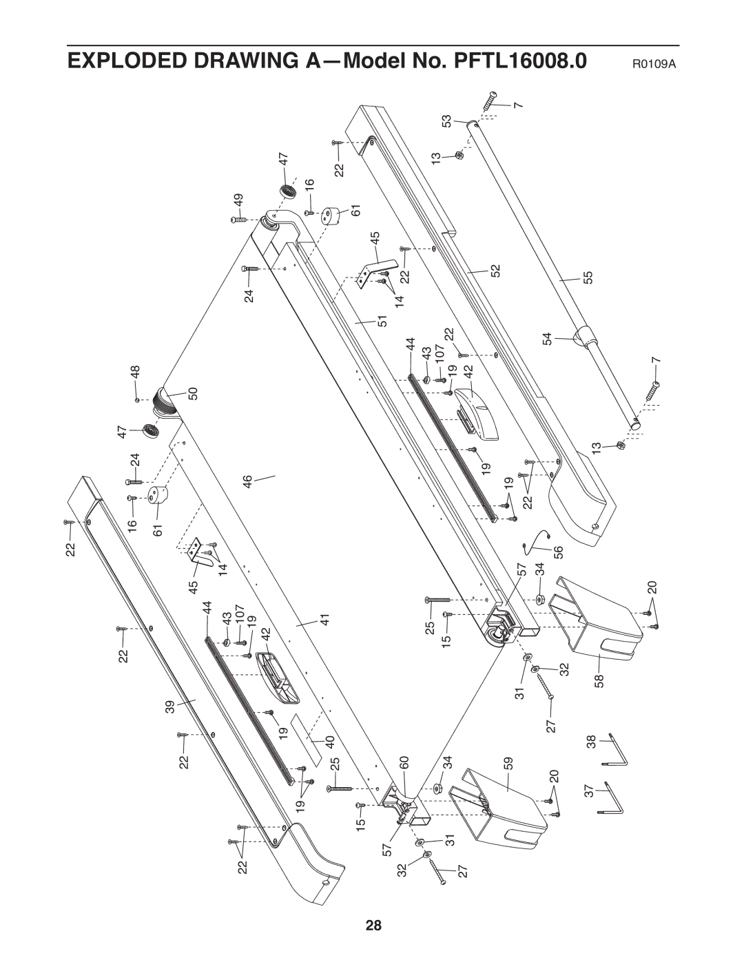 ProForm 985 user manual Exploded Drawing A-Model No. PFTL16008.0 R0109A 