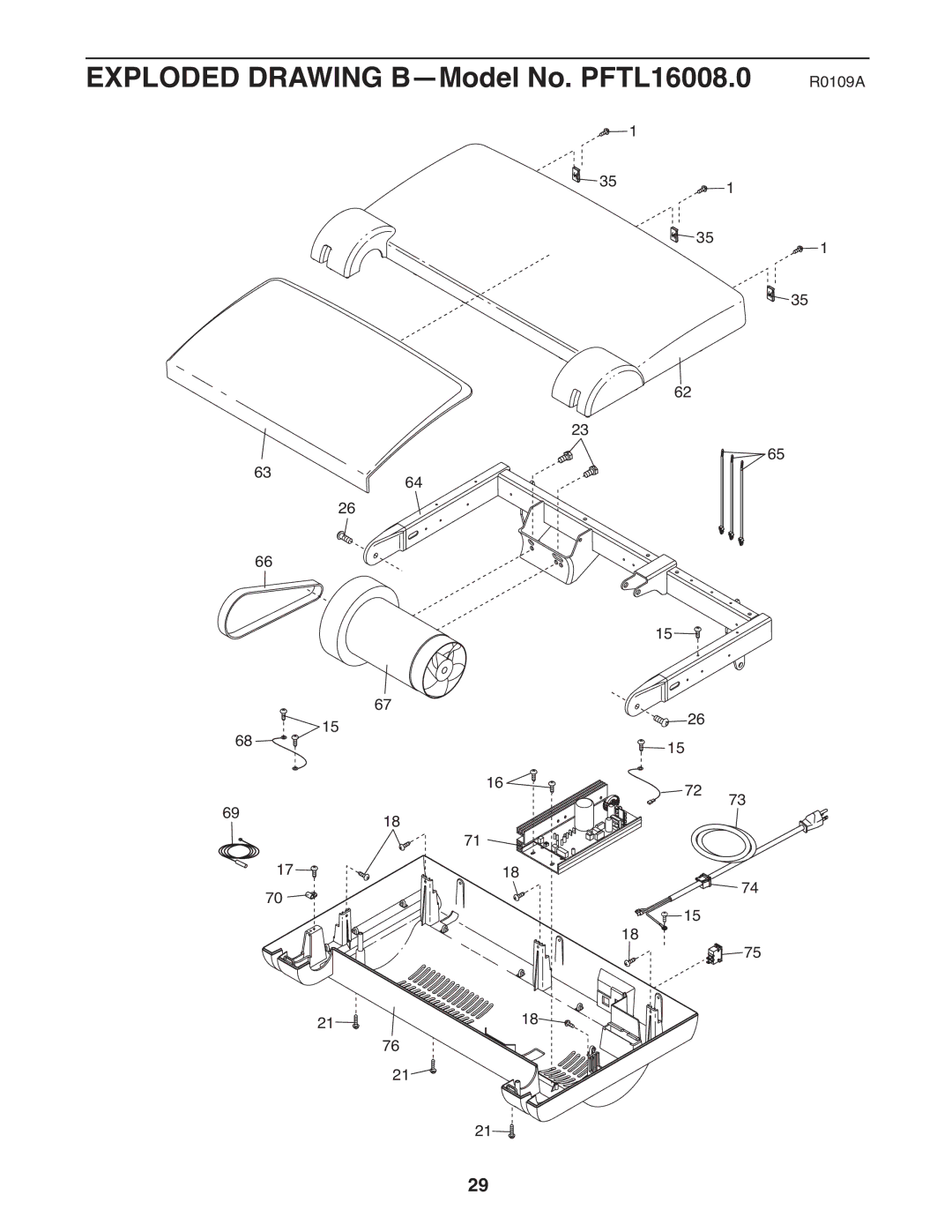 ProForm 985 user manual Exploded Drawing B-Model No. PFTL16008.0 R0109A 