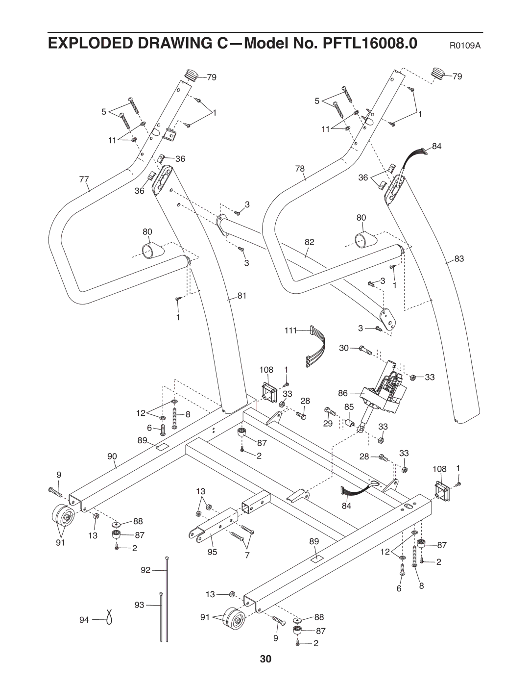 ProForm 985 user manual Exploded Drawing C-Model No. PFTL16008.0 R0109A 