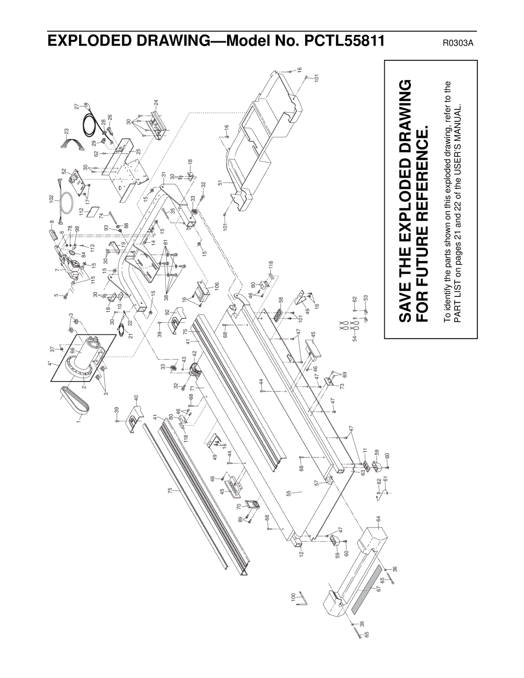 ProForm CR 610 user manual Exploded DRAWING-Model No. PCTL55811 