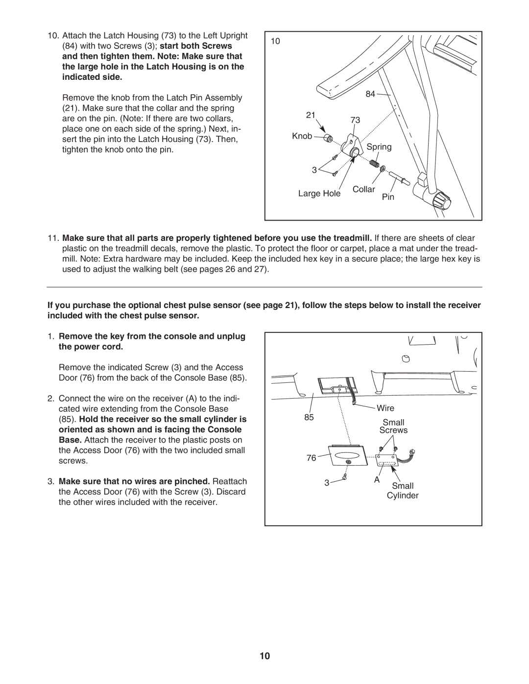 ProForm crosswalk 500 user manual Wire 