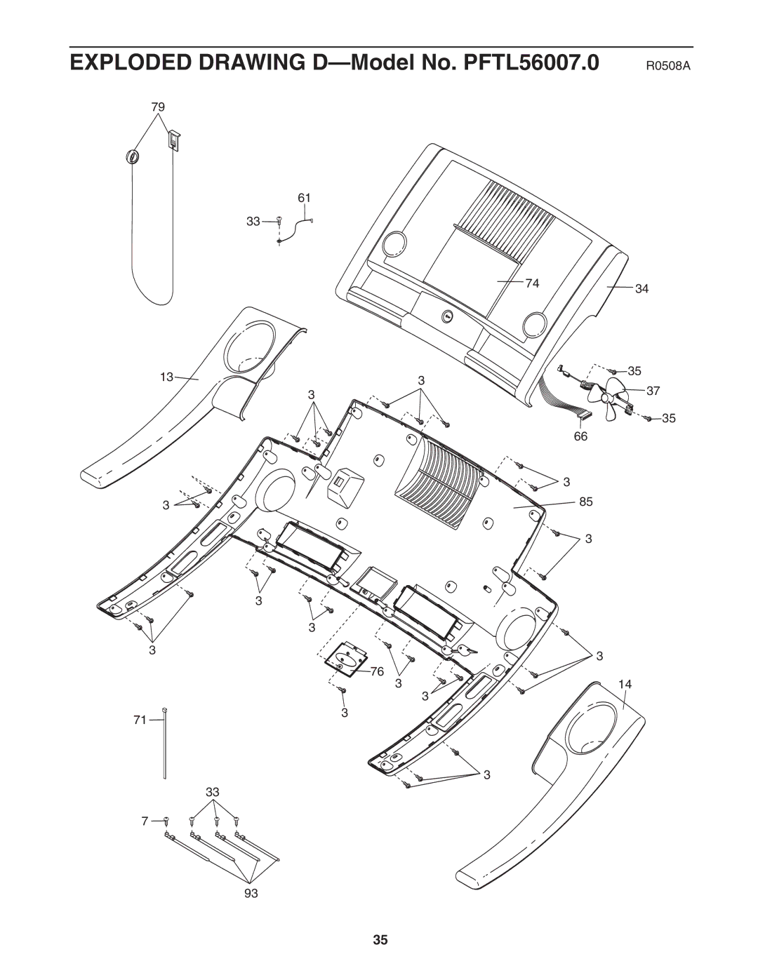 ProForm crosswalk 500 user manual Exploded Drawing D-Model No. PFTL56007.0 