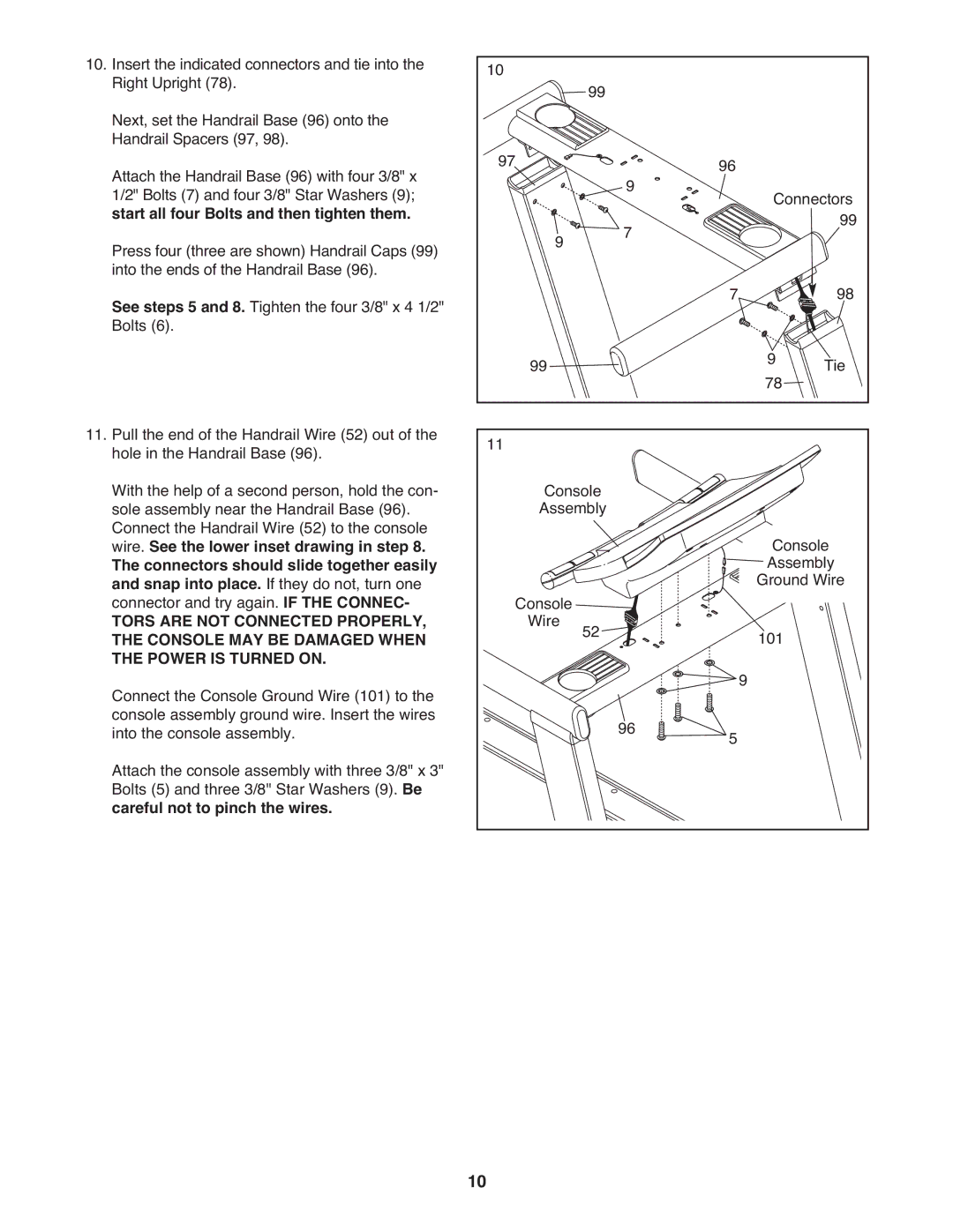 ProForm CS user manual Console Ground Wire 101 