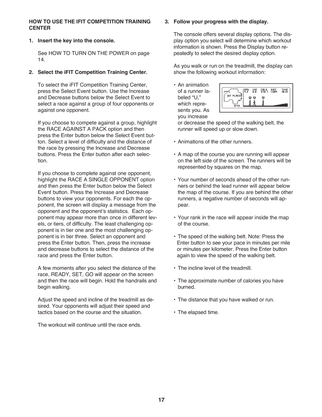 ProForm CS user manual HOW to USE the Ifit Competition Training Center 