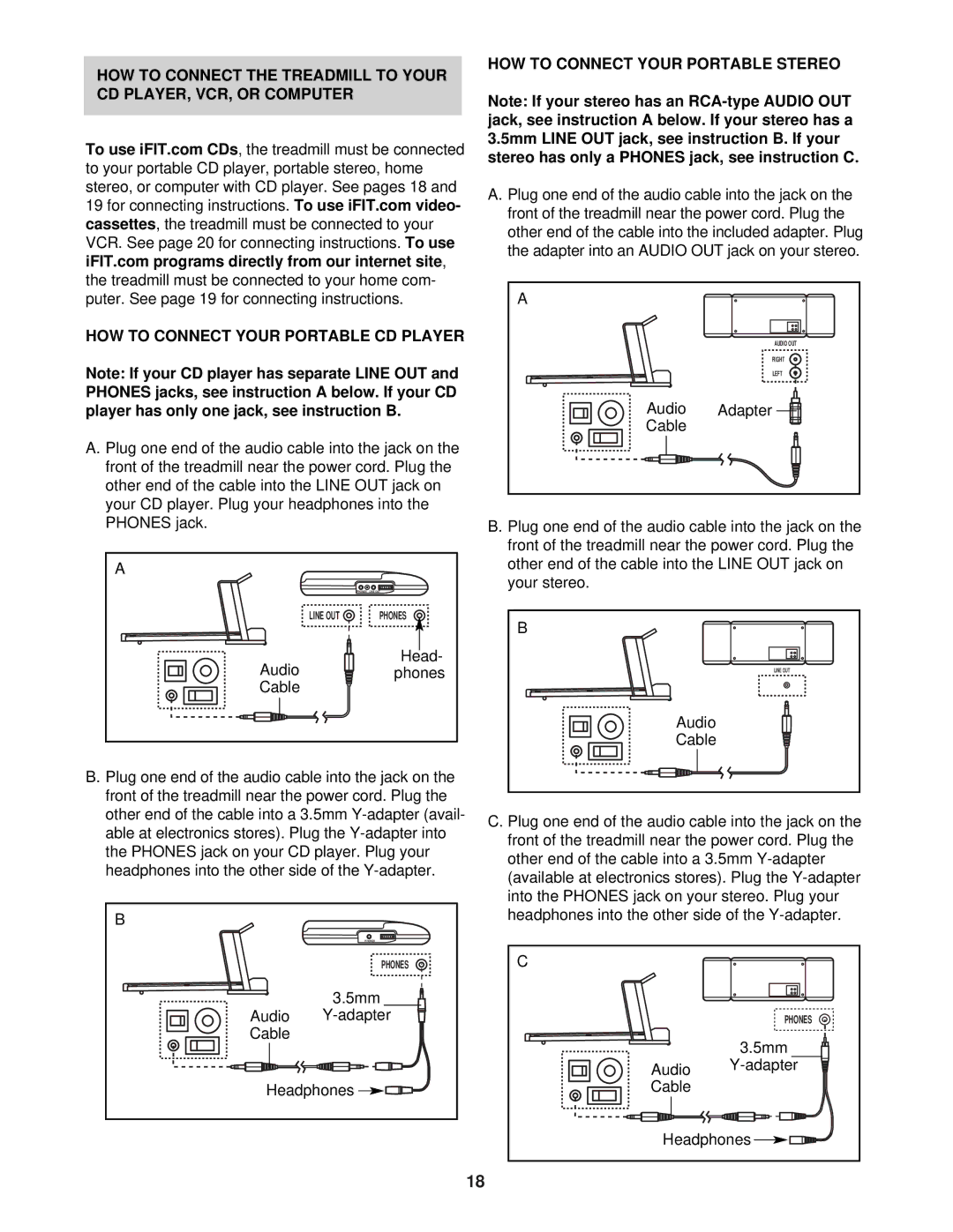 ProForm CS9e user manual HOW to Connect Your Portable Stereo 