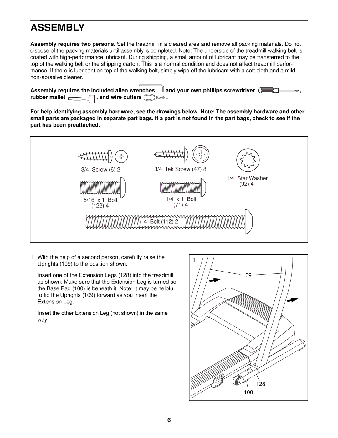 ProForm CS9e user manual Assembly 