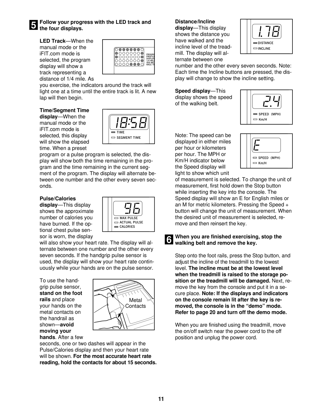 ProForm CT 1160 user manual Time/Segment Time, Pulse/Calories, Distance/Incline 