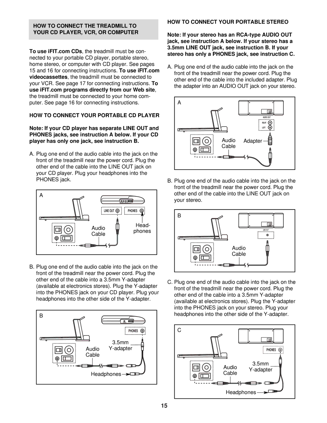 ProForm CT 1160 user manual HOW to Connect Your Portable Stereo 