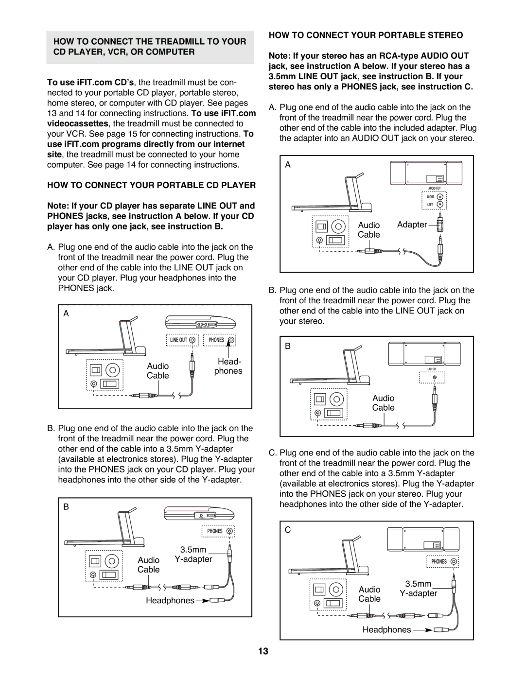 ProForm DRTL11720 user manual HOW to Connect Your Portable Stereo 