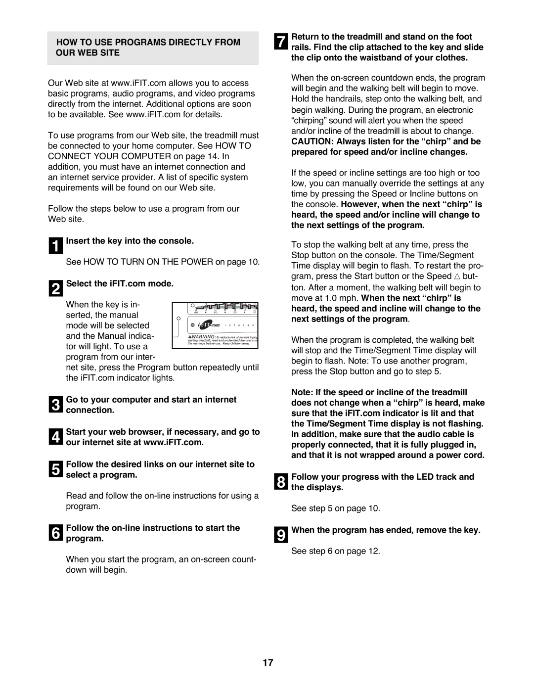 ProForm DRTL11720 user manual HOW to USE Programs Directly from OUR WEB Site 