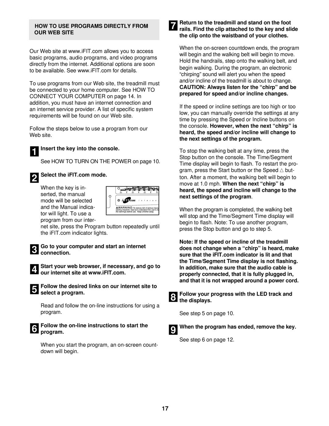 ProForm DRTL13720 user manual HOW to USE Programs Directly from OUR WEB Site 