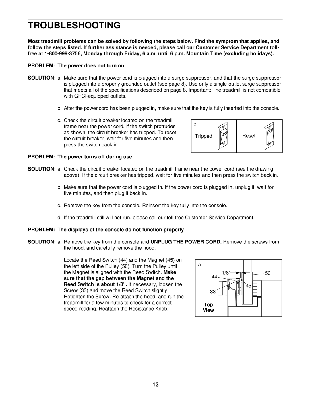 ProForm DRTL39420 user manual Troubleshooting, Solution, Unplug the Power Cord 