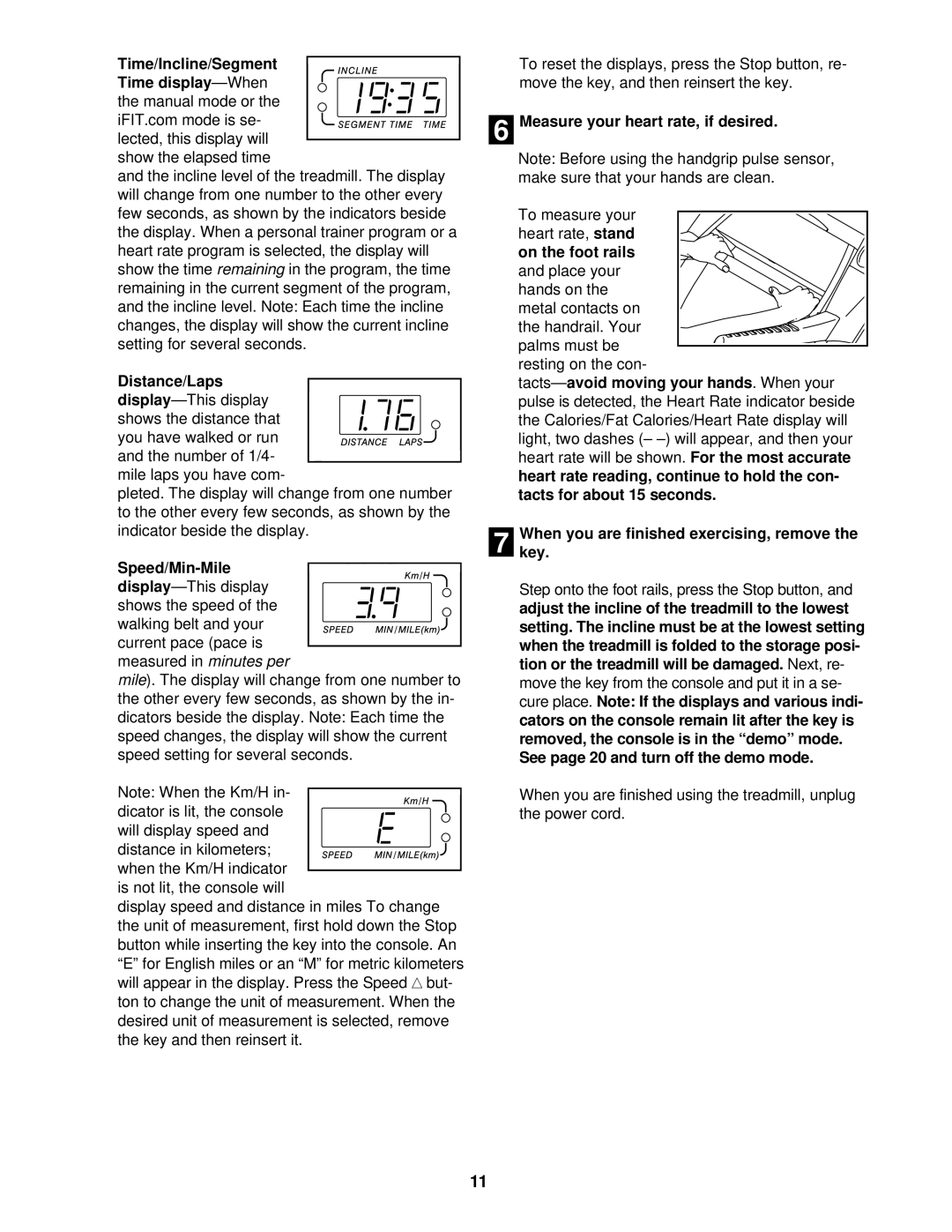 ProForm DRTL59220 user manual Distance/Laps, Measure your heart rate, if desired 