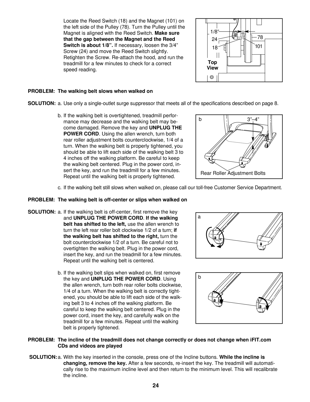 ProForm DRTL59220 user manual Problem The walking belt slows when walked on, Top 